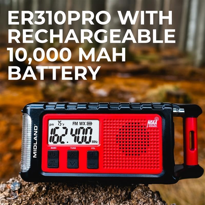 Midland - ER310PRO, Portable Emergency Bluetooth Weather AM/FM Radio
