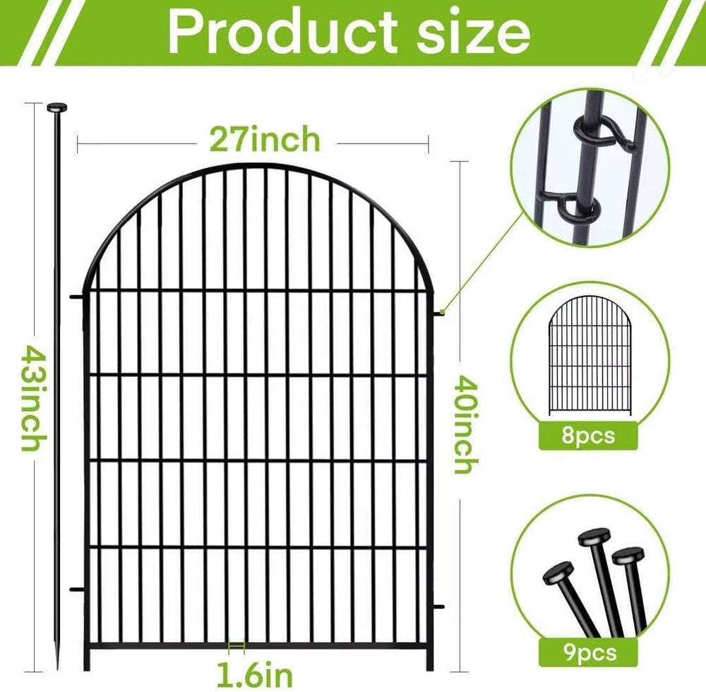 ADAVIN 40in Tall Garden Fence Animal Barrier, 8 Panels Pet Fence Outdoor