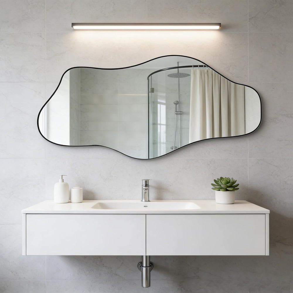 47"x24" Irregular Wall Mirror, Asymmetrical Frameless Mirror