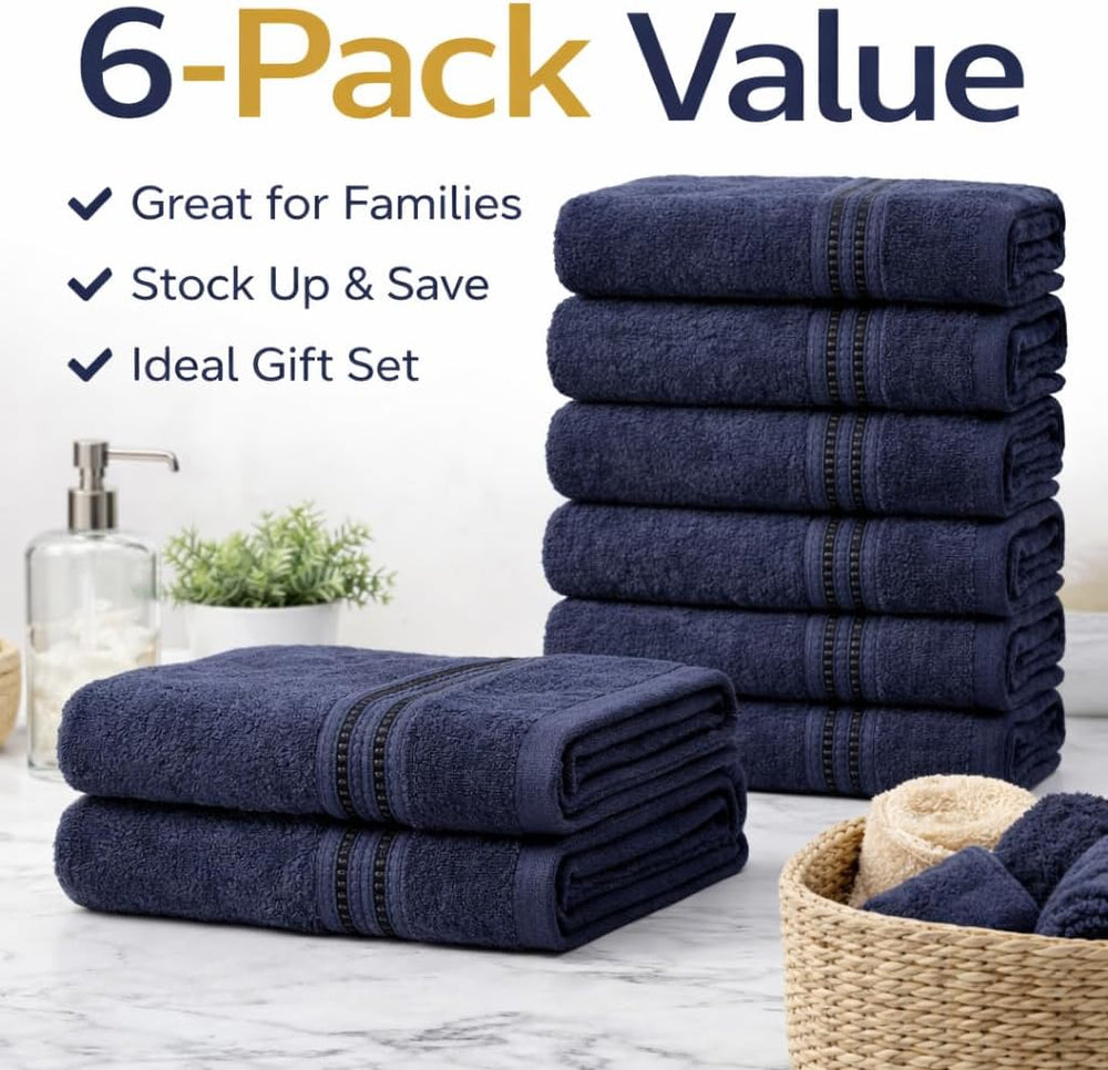 6 Pack Hair Towels 20”x38” – 100% Ring Spun Cotton Towels,Ultra Soft, Quick D...