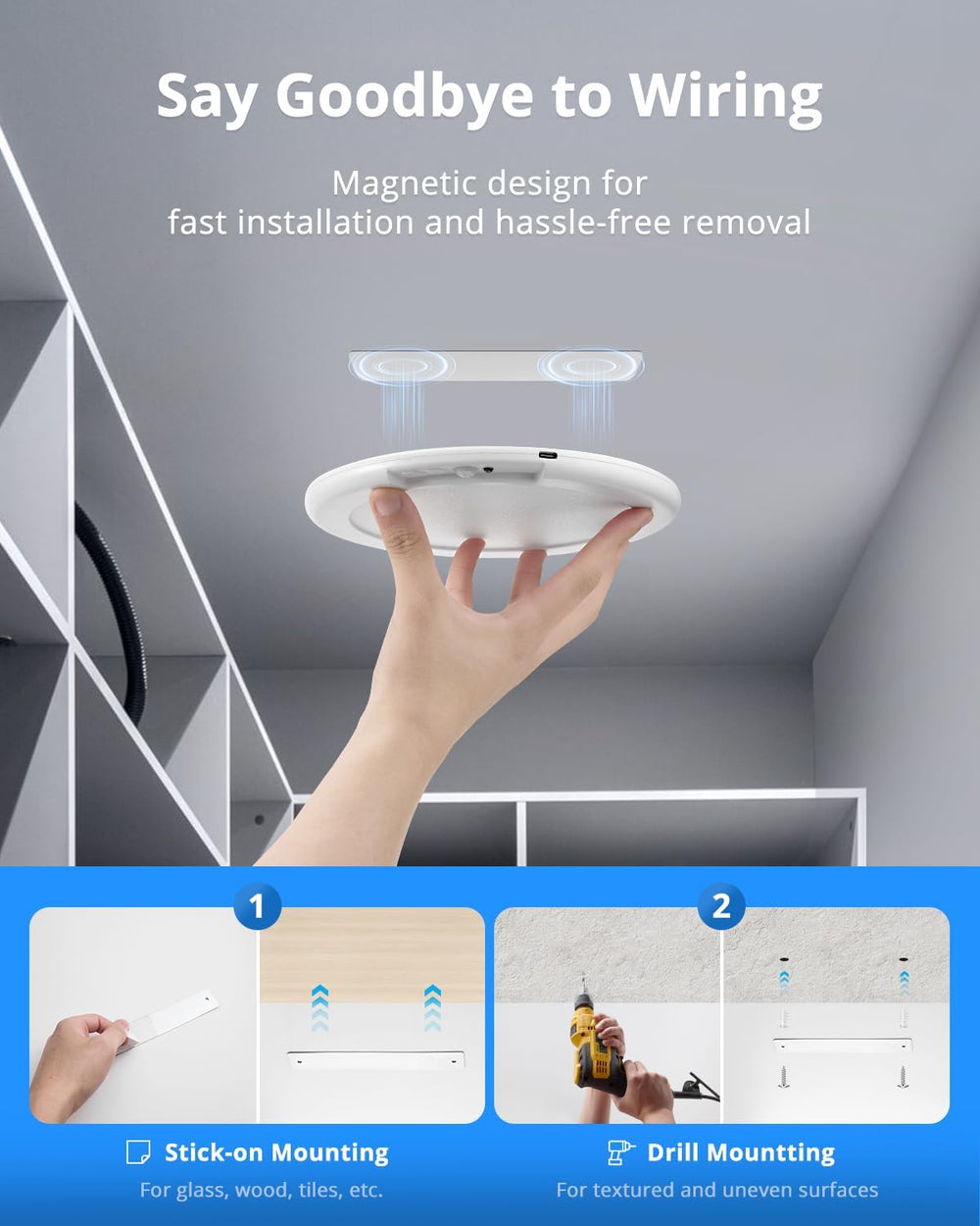 Combuh Rechargeable LED RGB Ambient Shower Light Waterproof Inside Wireless