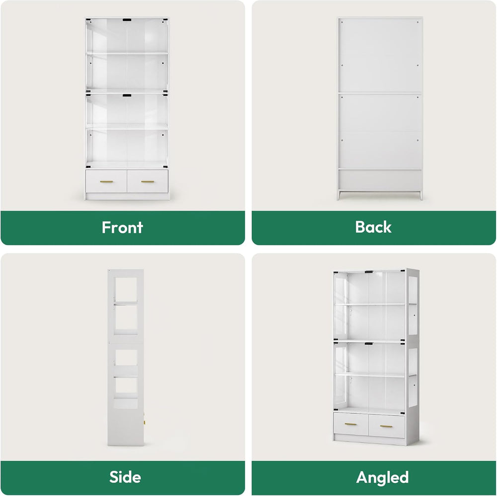 Lamtor 67" Glass Display Cabinet for Purses & Jewelry | White