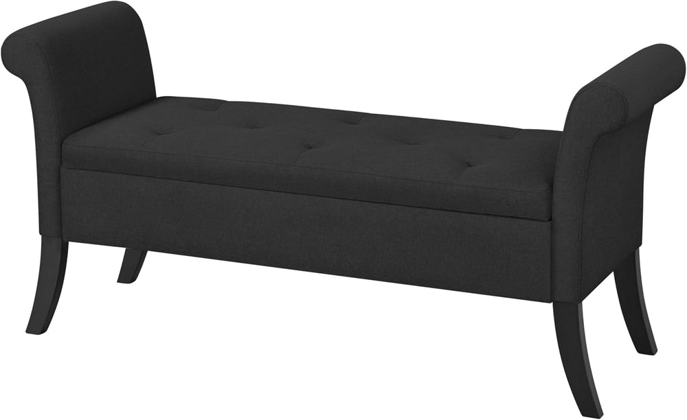 Yaheetech 52in Storage Bench for Bedroom End of Bed with Rolled Arms, Black