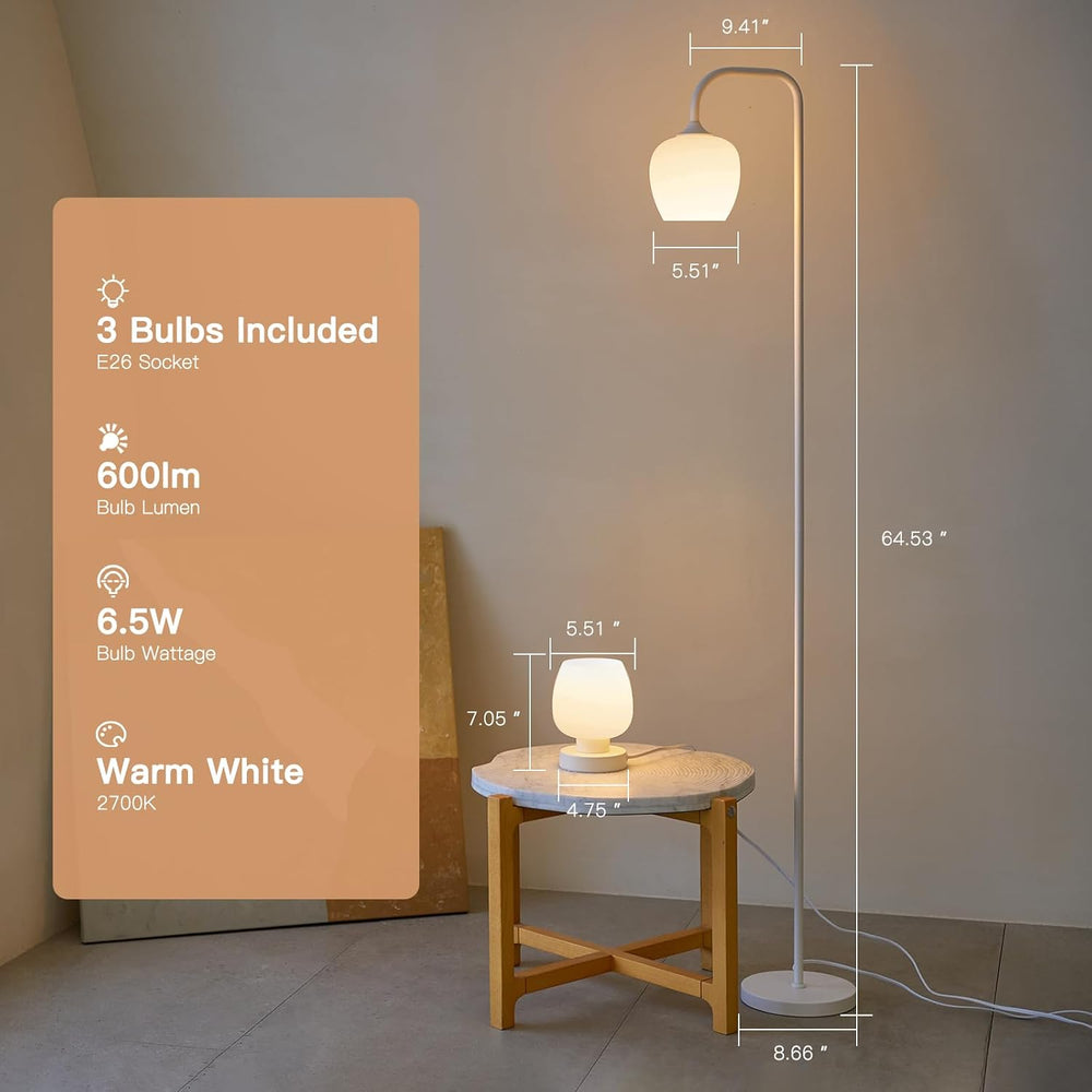 ONEWISH Lamp Set of 3 - Touch Bedside Table Lamps Set of 2 and 1 Floor Lamp, ...