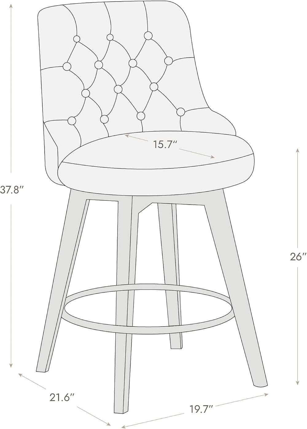 Watson & Whitely Counter Height Bar Stools Swivel Barstools, Chocolate
