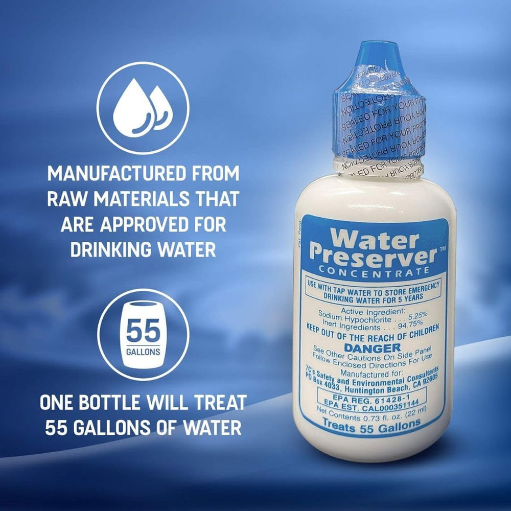 Water Preserver for 55 Gallon Water Tank 2 Pack - Made in USA - Purifies Drin...