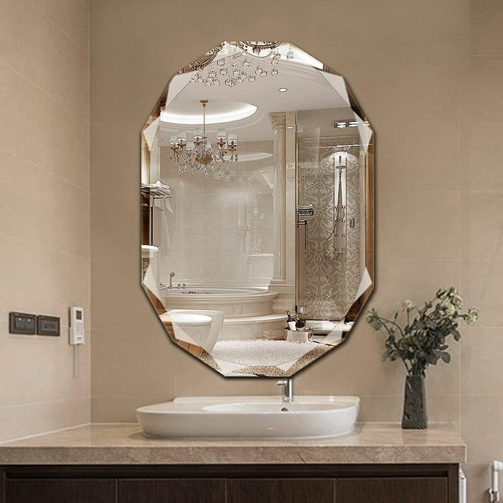 SNUGACE Frameless Beveled Bathroom Wall Mirror, 24 x 36 Inch