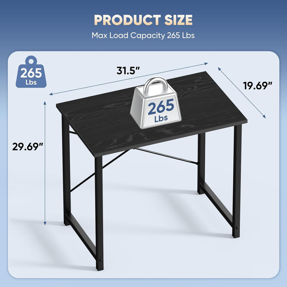 DUMOS 32 Inch Small Computer Desk, Home Office Desks for Bedroom, Black