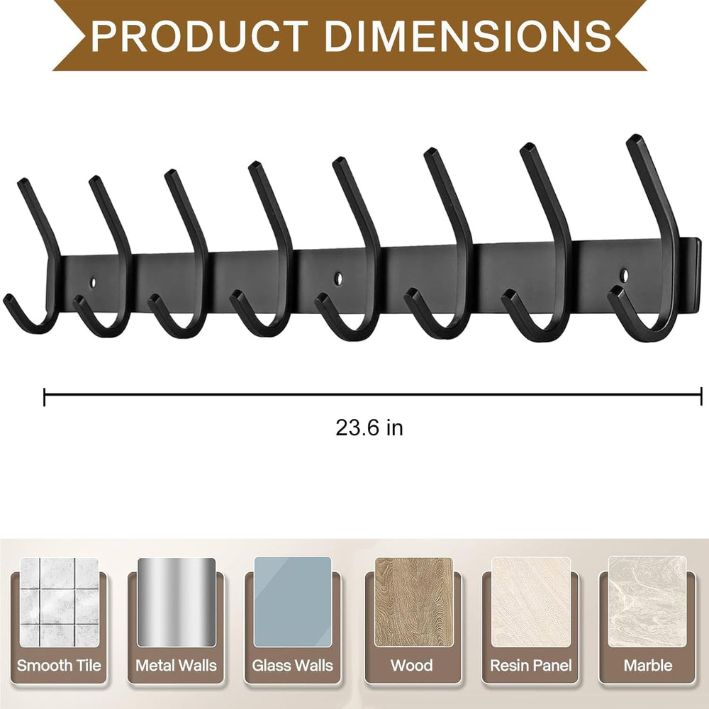 FANYITY 2 Pack Black Coat Rack Wall Mount, 24 Inch Coat Hooks for Wall, Entry...