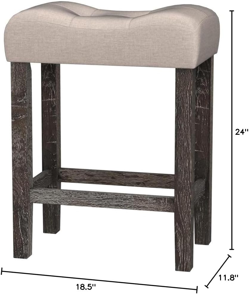 Roundhill Furniture Sora Button Tufted Counter Height Saddle Stools, Set of 2...
