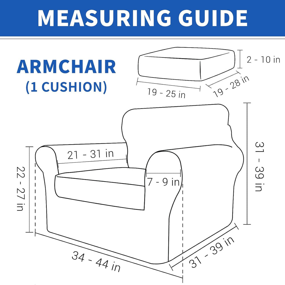ZNSAYOTX 2 Piece Chair Covers with Arms for Living Room, Super Soft Armchair ...