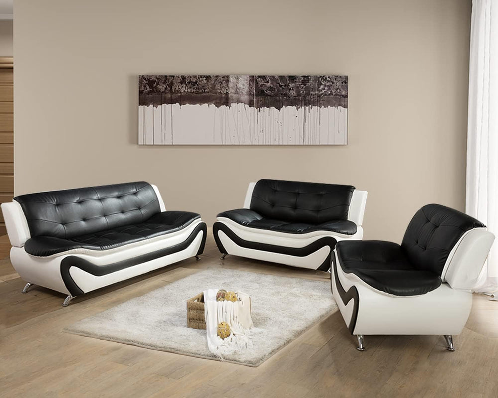 Faux Leather Sofa Set for Living Room, 3 Piece Living Room Furnituer, Modern ...
