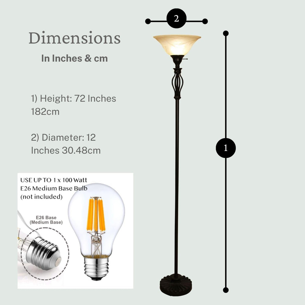 LIGHTACCENTS Torchiere Floor Lamp, 72" Bronze Standing Lamp