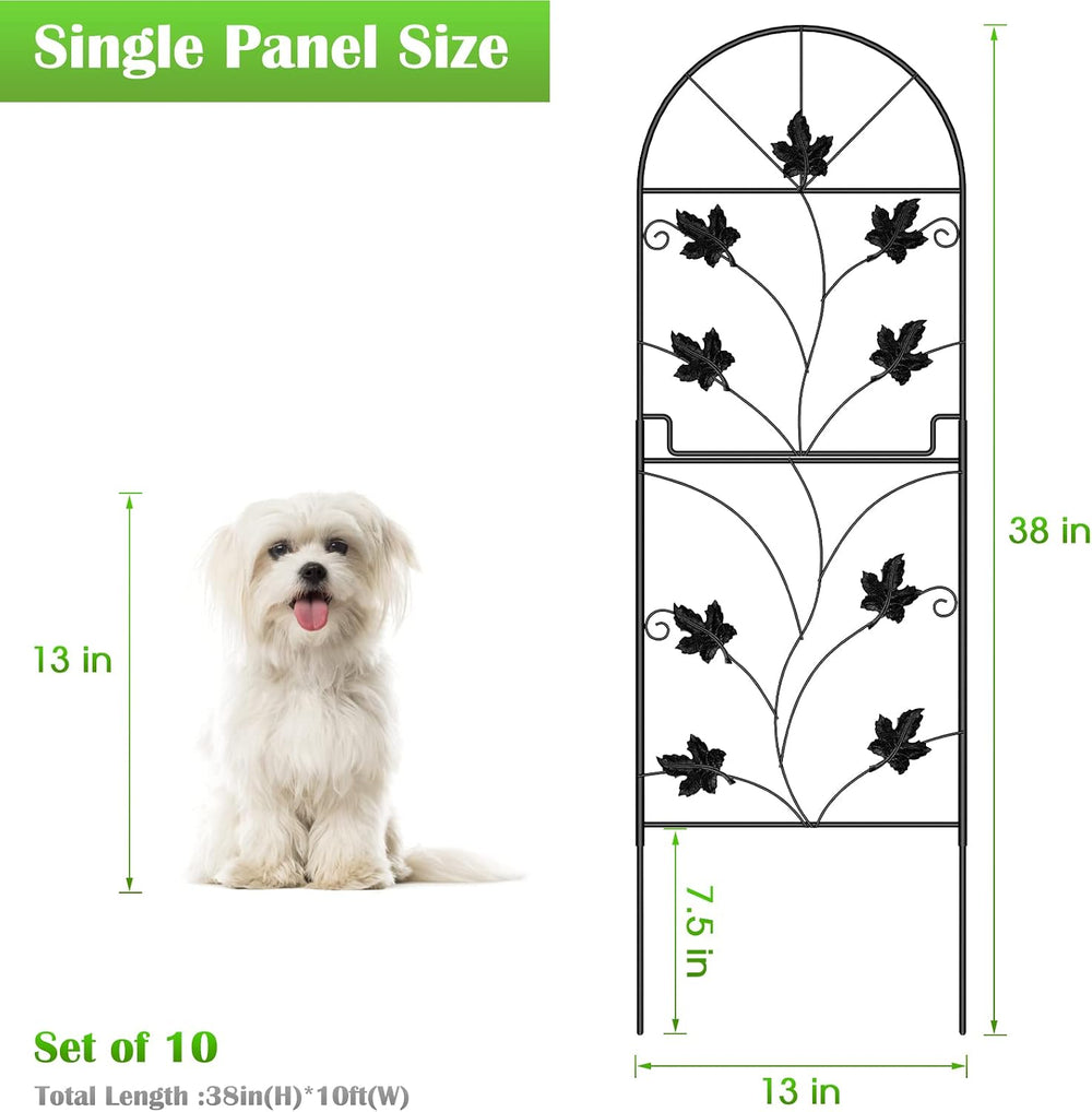 10 Pack Decorative Garden Fence Panels No Dig Fencing, Total 38in (H) x 10ft ...