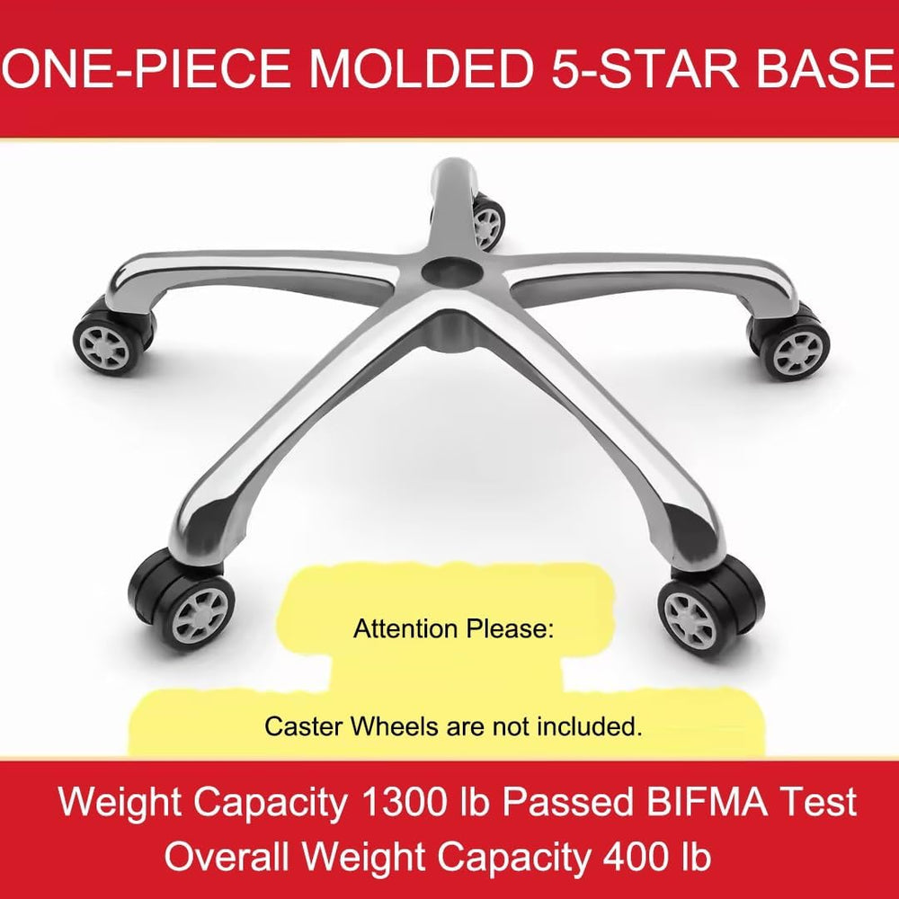 Kaleurrier Stool Chair Base Replacement: Heavy Duty Wheeled Base - 20.5”