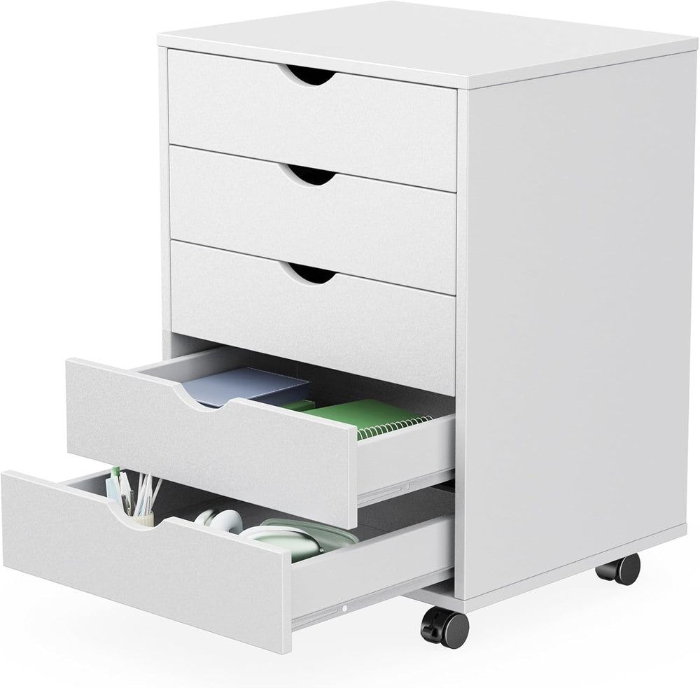 Sweetcrispy 5 Drawer Wooden Dresser, Storage Cabinets, Room Organization