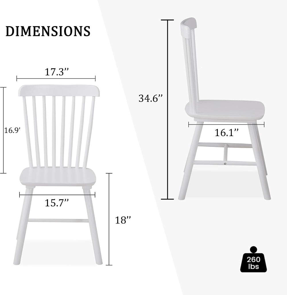 Dining Chairs Set of 4, Farmhouse Solid Wood Windsor Kitchen Chairs Set with ...