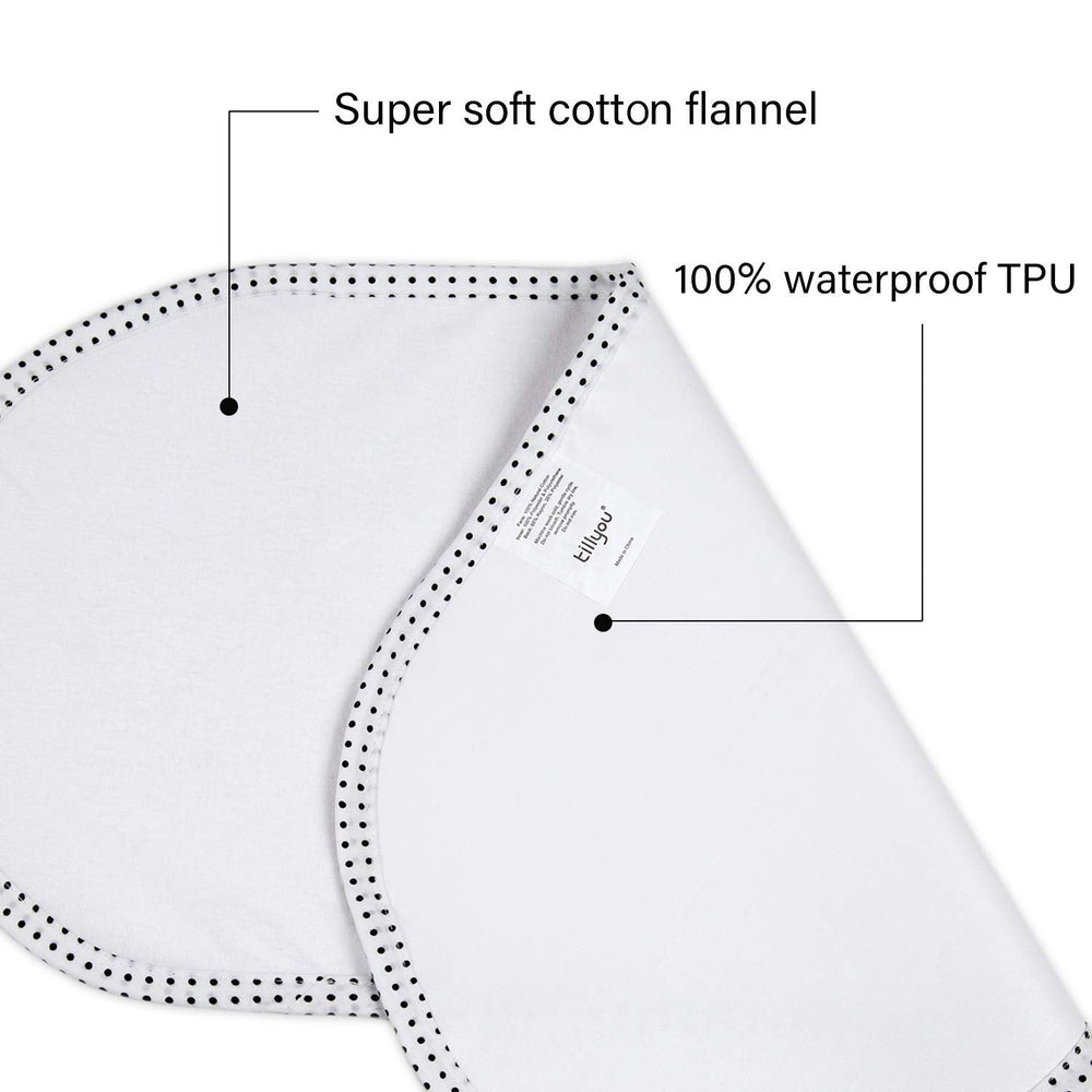 TILLYOU Waterproof Changing Pad Liners 18 Pack, 100% Cotton Reusable Cloth Di...