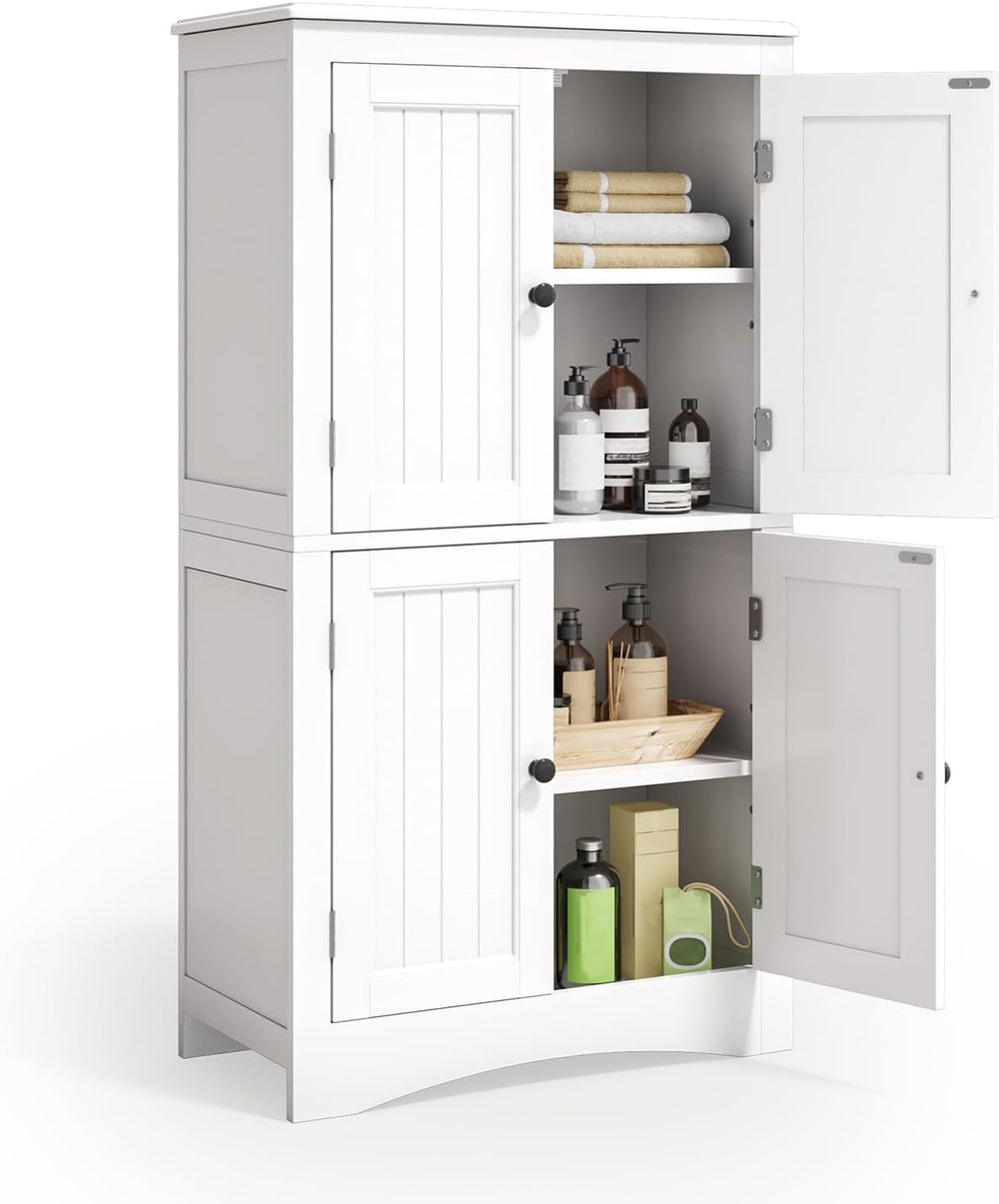 Gizoon 43" H Pantry Cabinet with 4 Doors and 2 Adjustable Shelves, White