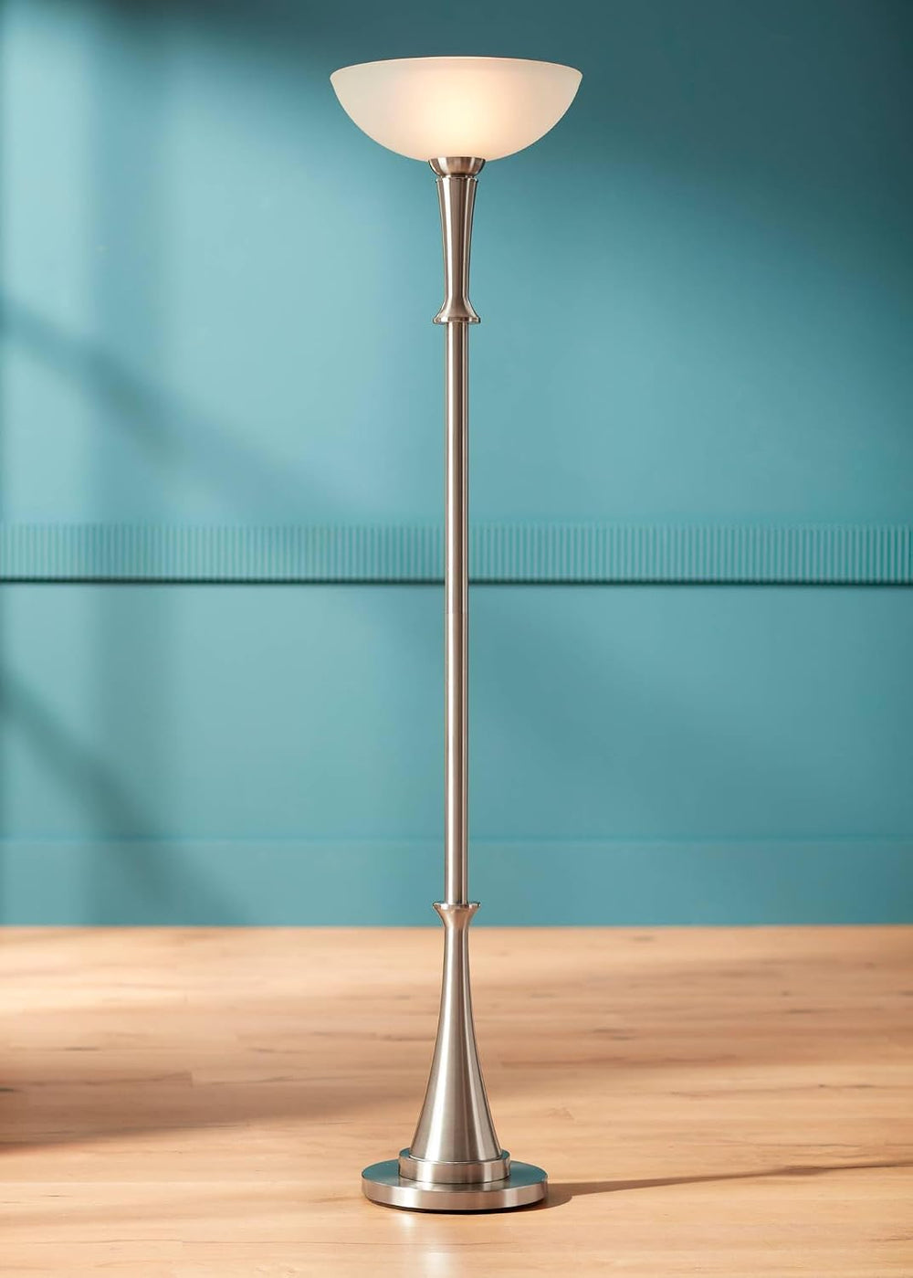 Verdugo 70" Tall Brushed Nickel Torchiere Floor Lamp with Dimmer