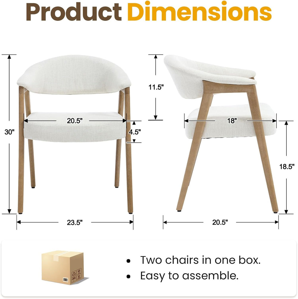 CIMOTA Upholstered Dining Chairs with Arms Set of 6, Mid Century Modern Kitch...
