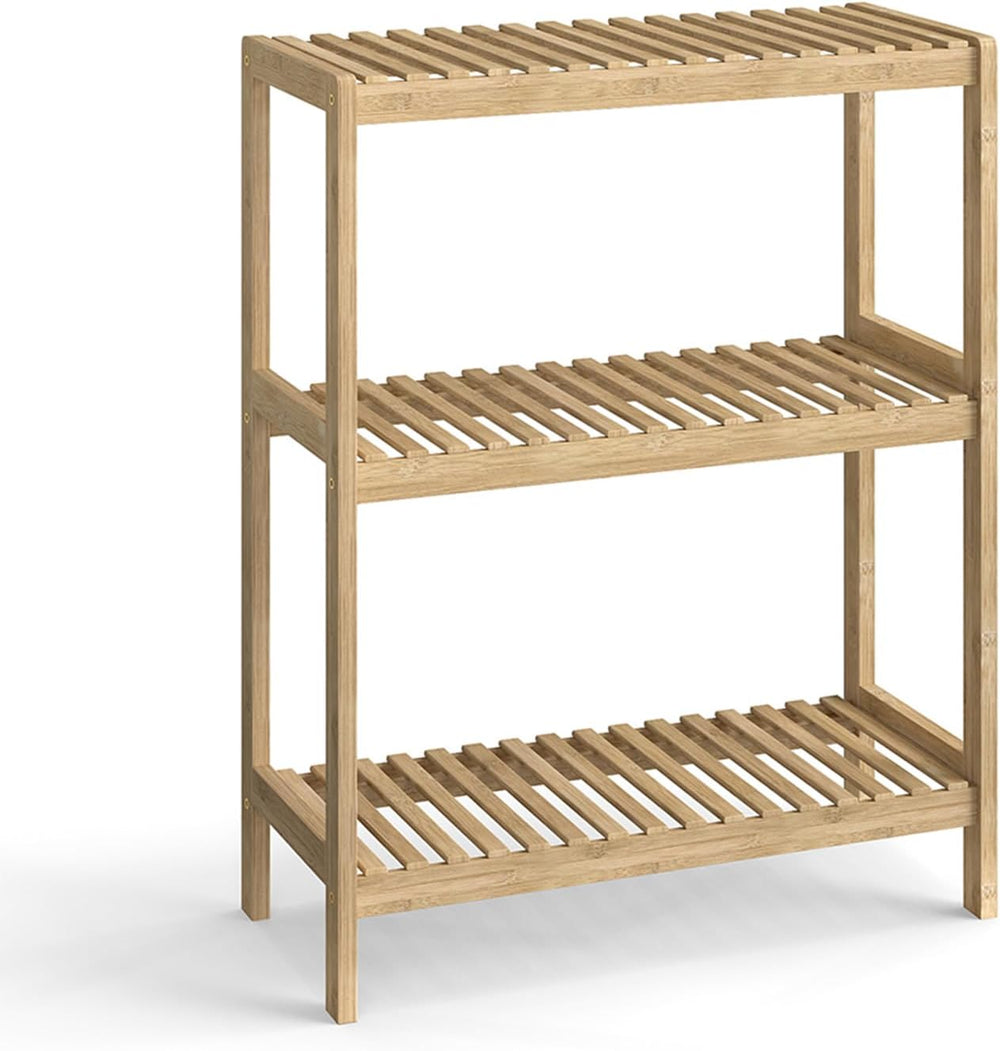 3-Tier Bamboo Freestanding Shelf Multi-use Small Bookshelf Bookcase