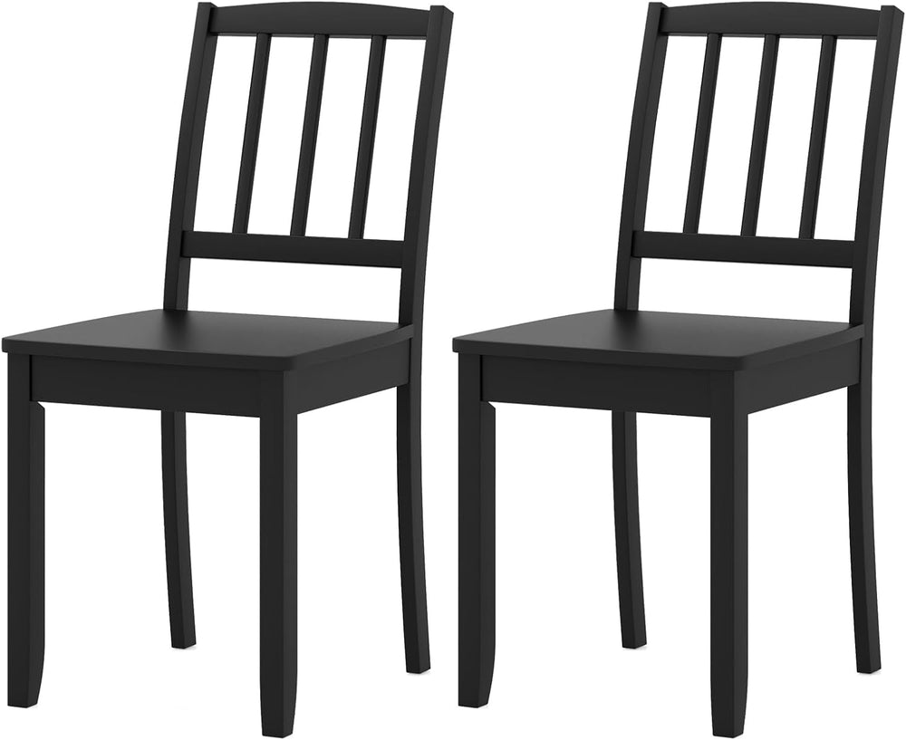 NAFORT Wood Dining Chairs Set of 2 Black, Armless Kitchen Chairs with Solid R...