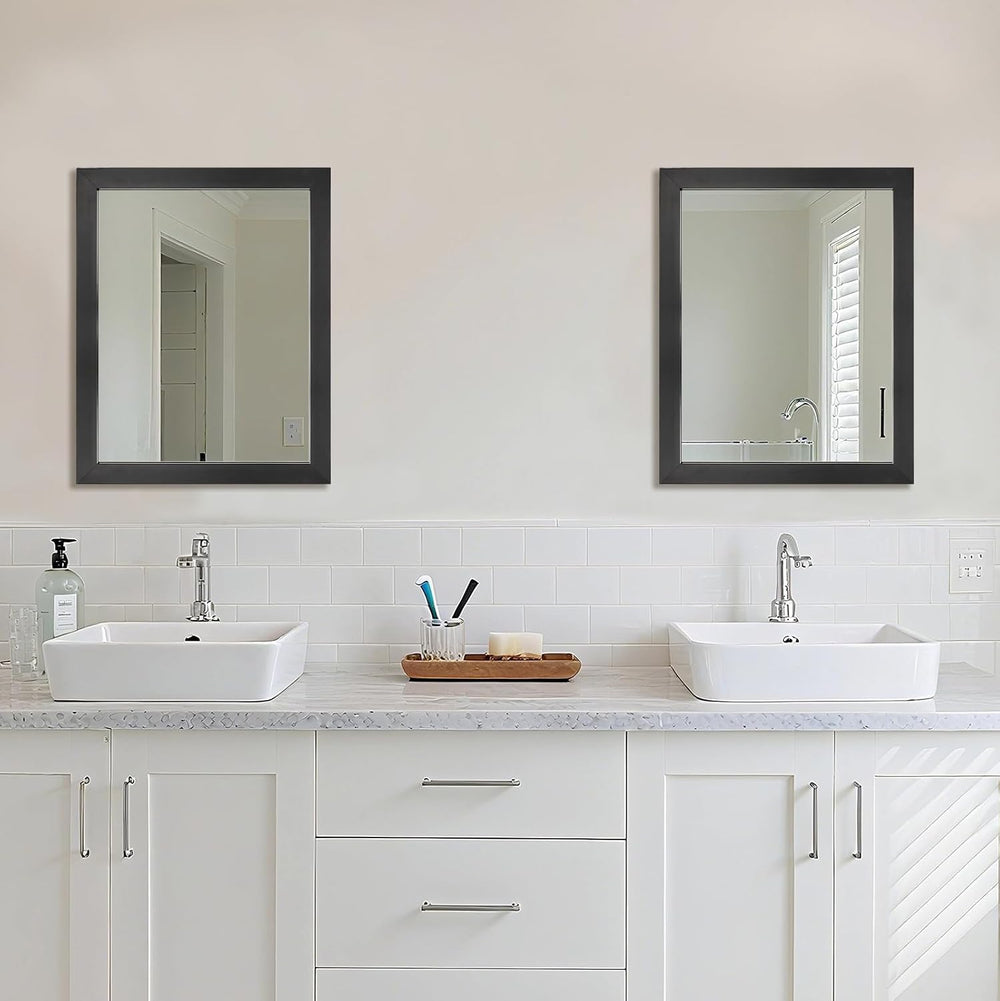 Rectangular Wall Mirror 20x16 Inch Bathroom Mirror for Over Sink, Black