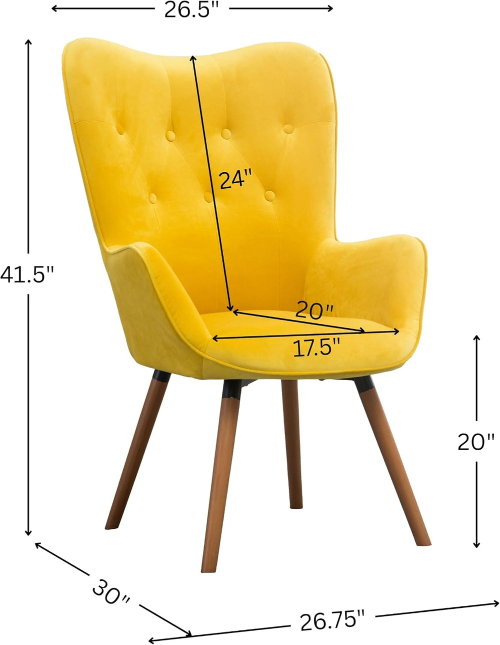 Roundhill Furniture AC155YL Doarnin Silky Velvet Tufted Button Accent Chair, ...