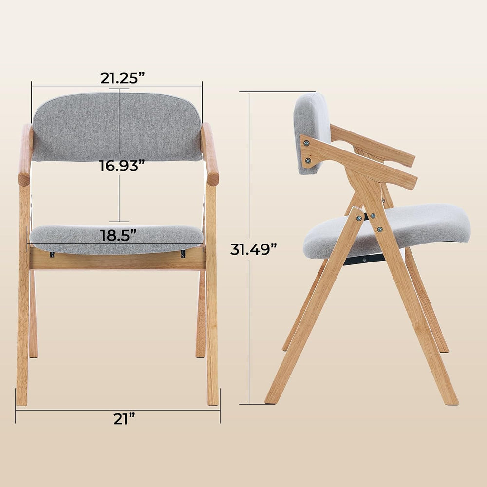Grod Folding Dining Chairs, Padded Seat, Wooden Stackable,1PCS (Grey)