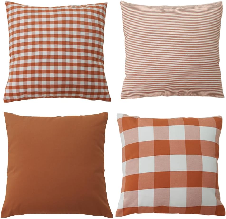 HOPLEE Orange Fall Pillow Covers 24x24 Farmhouse Throw Pillow Cover Cushion C...