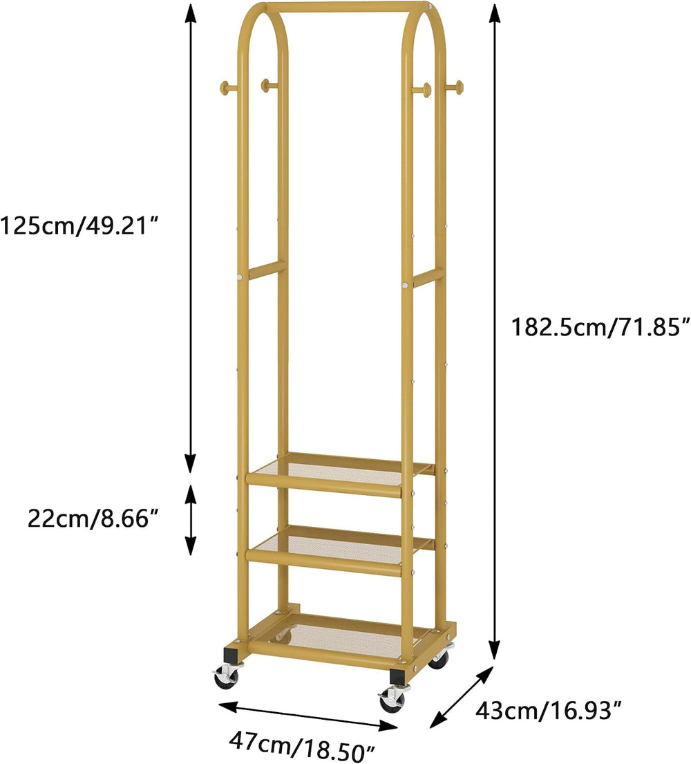 Portable Clothes Rack with Wheels, Space Saving Metal Clothing Rack