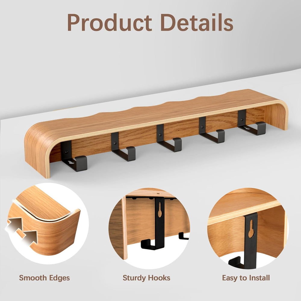 Coat Rack Wall Mount with Hidden Hooks, Wall Hooks with Shelf, Wall Key Holde...