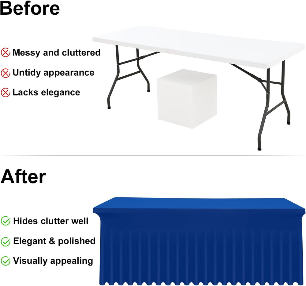 Moosfor 2 Pack Spandex Fitted 6FT Rectangle Tablecloth, Elastic Table Skirt