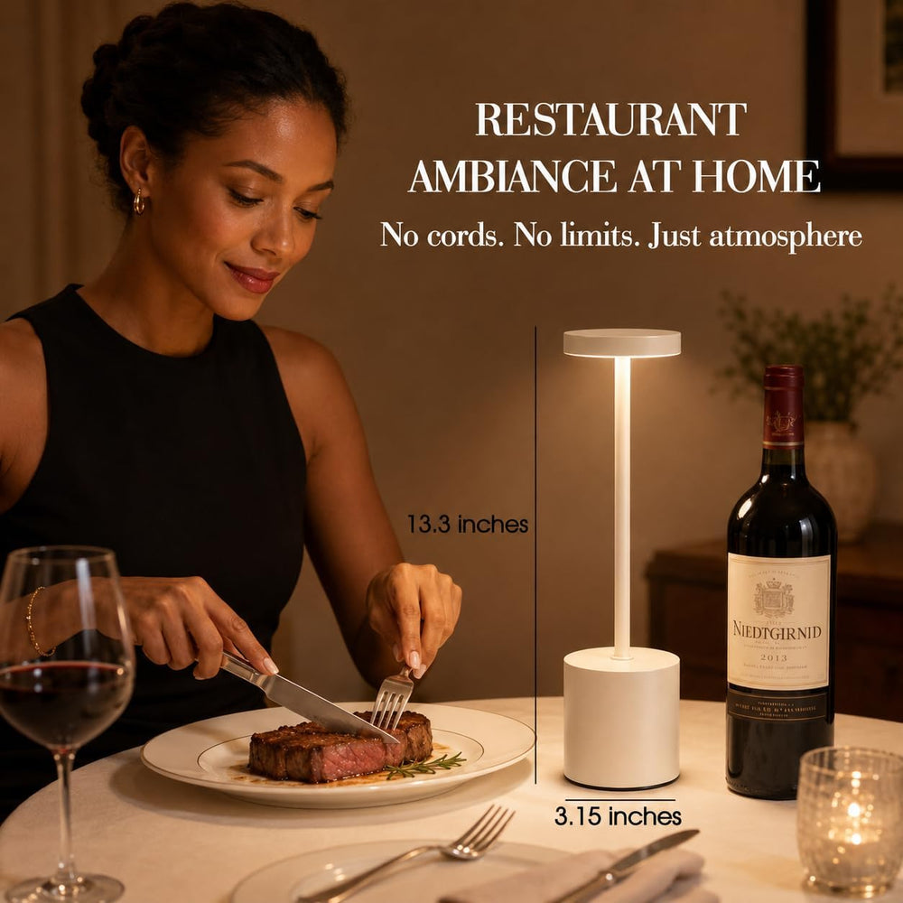 AUDLES White Cordless Table Lamp Set of 2, USB Rechargeable Touch Dimmable