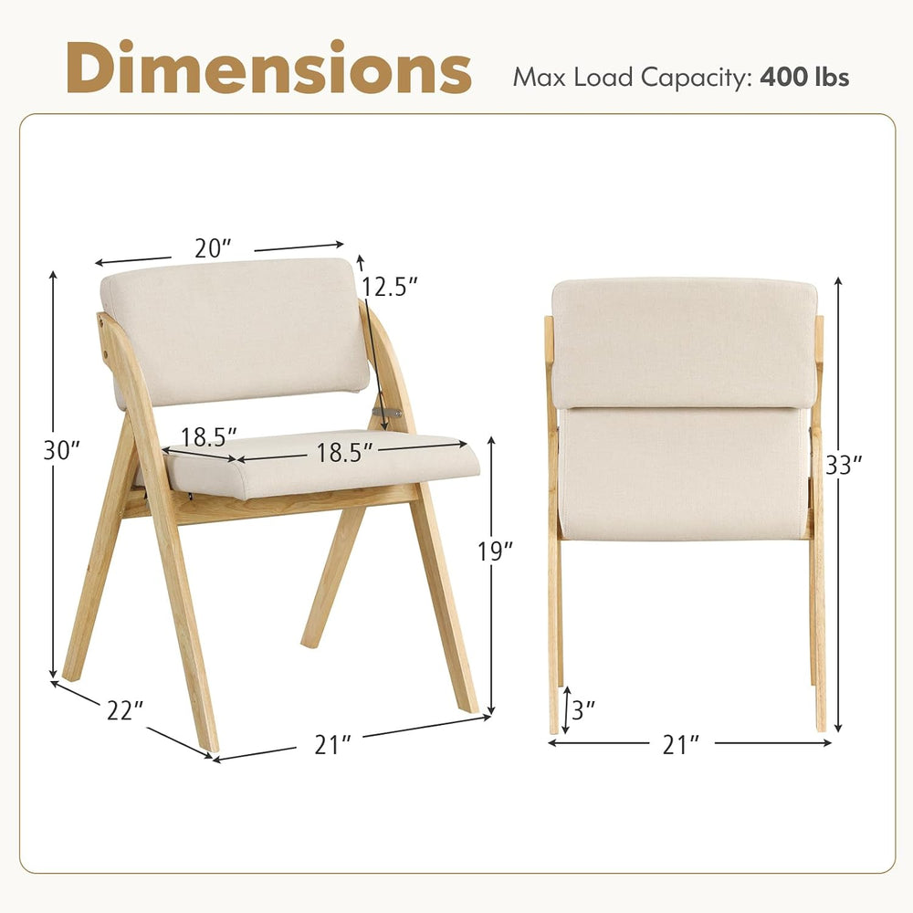 Byroce Folding Dining Chairs Set of 2, Farmhouse Upholstered Accent Chair wit...