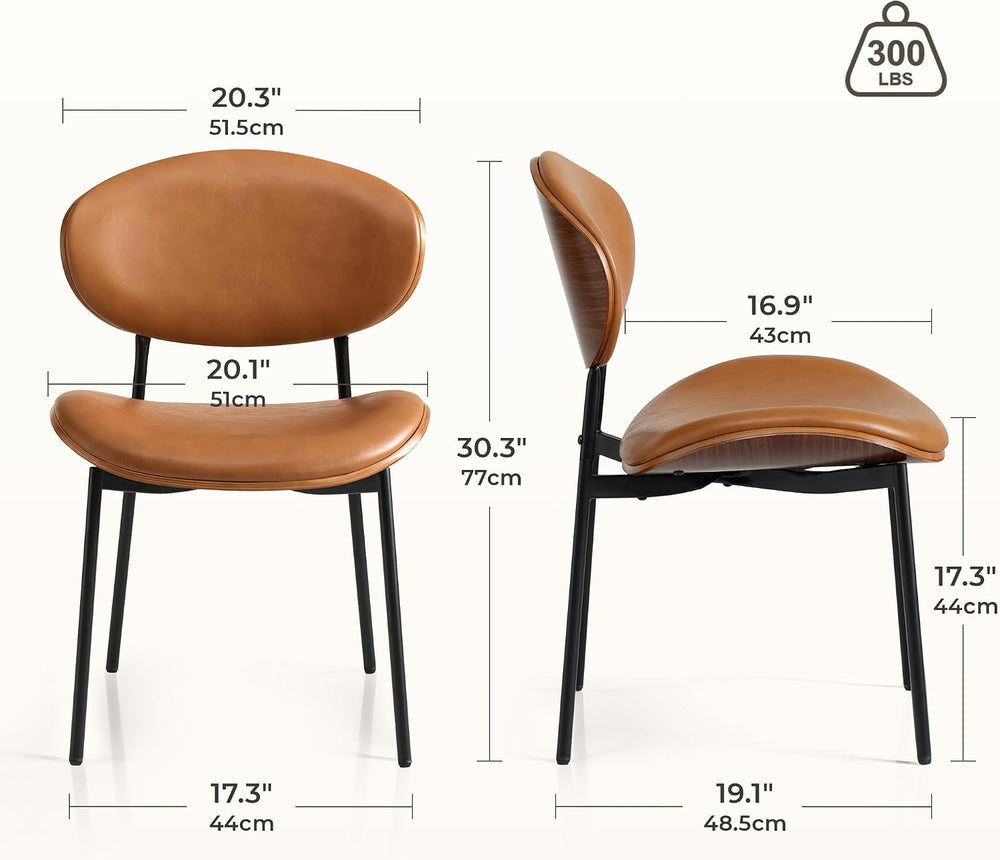 BedsPick Mid-Century Modern Dining Chairs Set of 4, PU Leather Upholstered Di...
