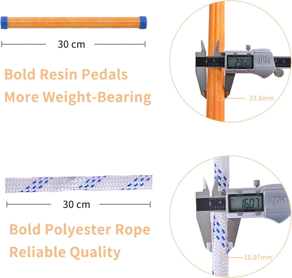Fire Escape Ladder 2 Story, 13FT Portable Rope Ladder with 2 Hooks
