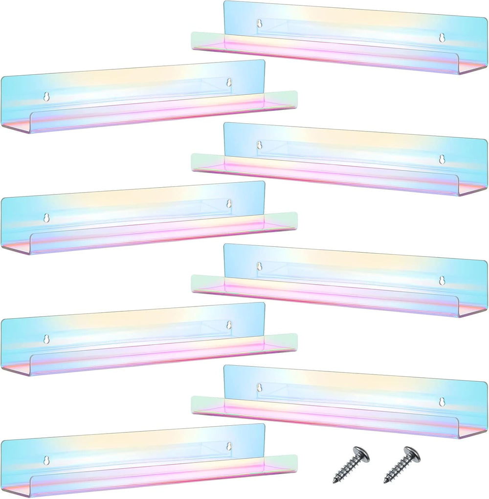 Blulu 8 Packs 14 Inch Acrylic Floating Shelf Wall Mounted Invisible Acrylic S...