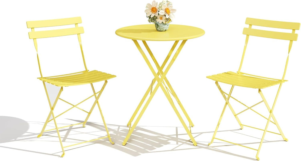 3-Piece Outdoor Folding Bistro, Outdoor Furniture Set with Table and 2 Chairs...