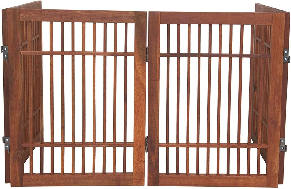 Urnporium Freestanding Wooden Dog Gate Foldable Indoor Pet Gate No Drill Expa...
