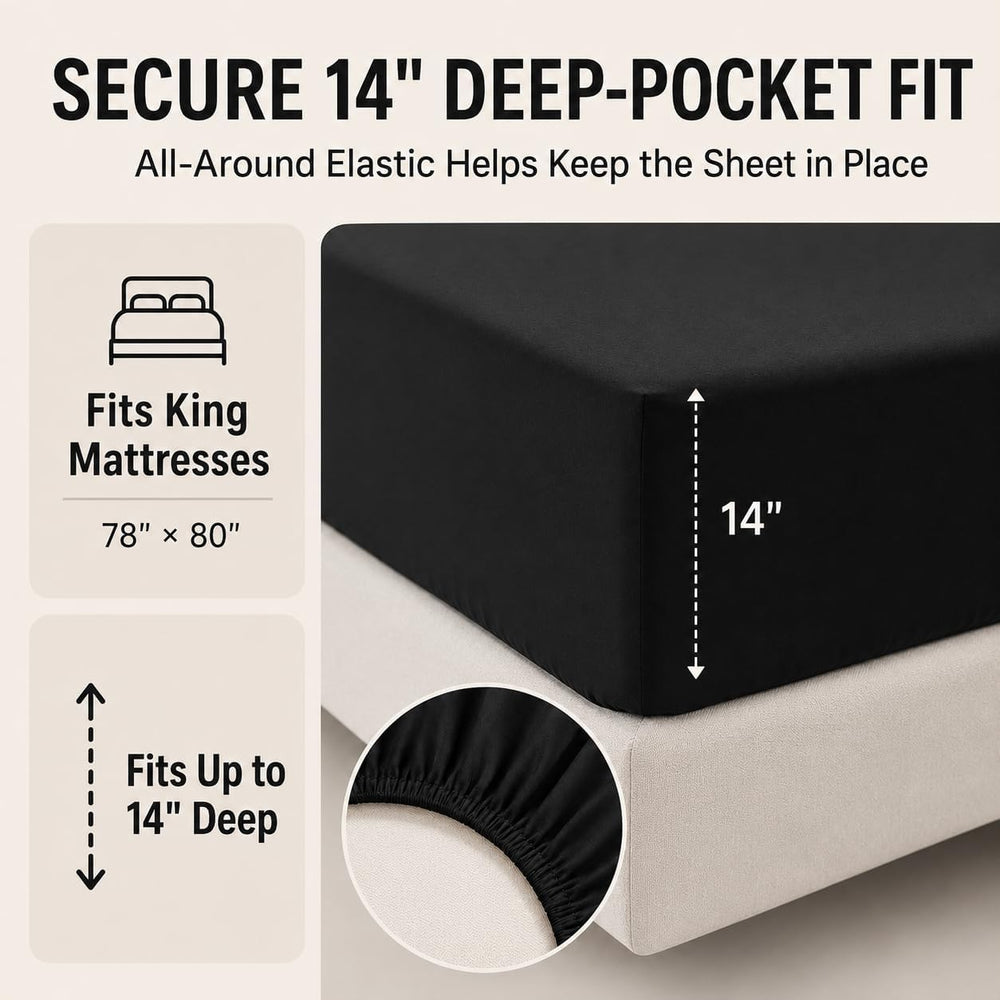 CozyLux King Size Comforter Set Black - 7 Pieces Bed in a Bag