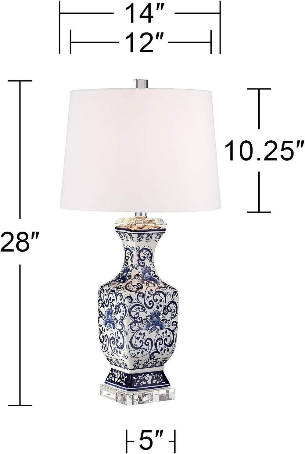 Regency Hill Iris 28" Tall 3-Way Table Lamp Blue White Porcelain Dimmer