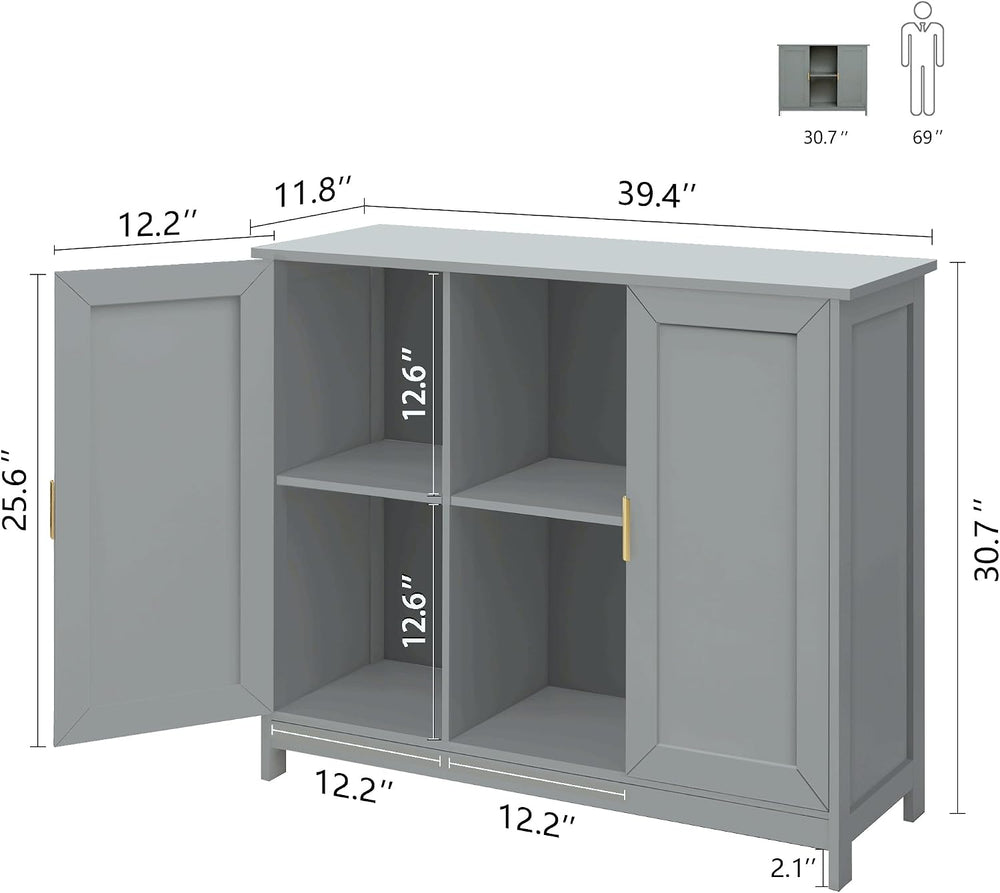 TaoHFE Grey Kitchen Pantry, Modern Wooden Small Credenza Sideboard
