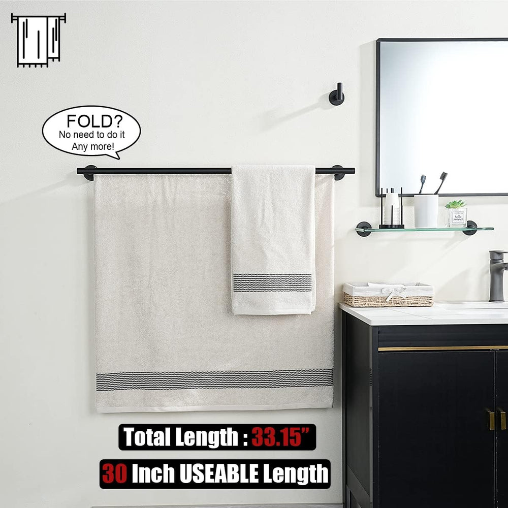 JQK Double Bath Towel Bar, Matte Black 33 Inch 304 Stainless Steel Thicken 0....