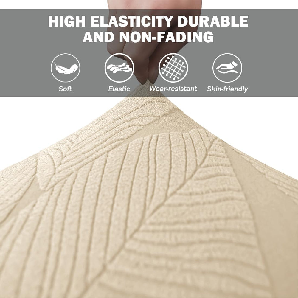 Round Ottoman Cover Stretch Round Ottoman Storage Slipcover Leaves Jacquard F...