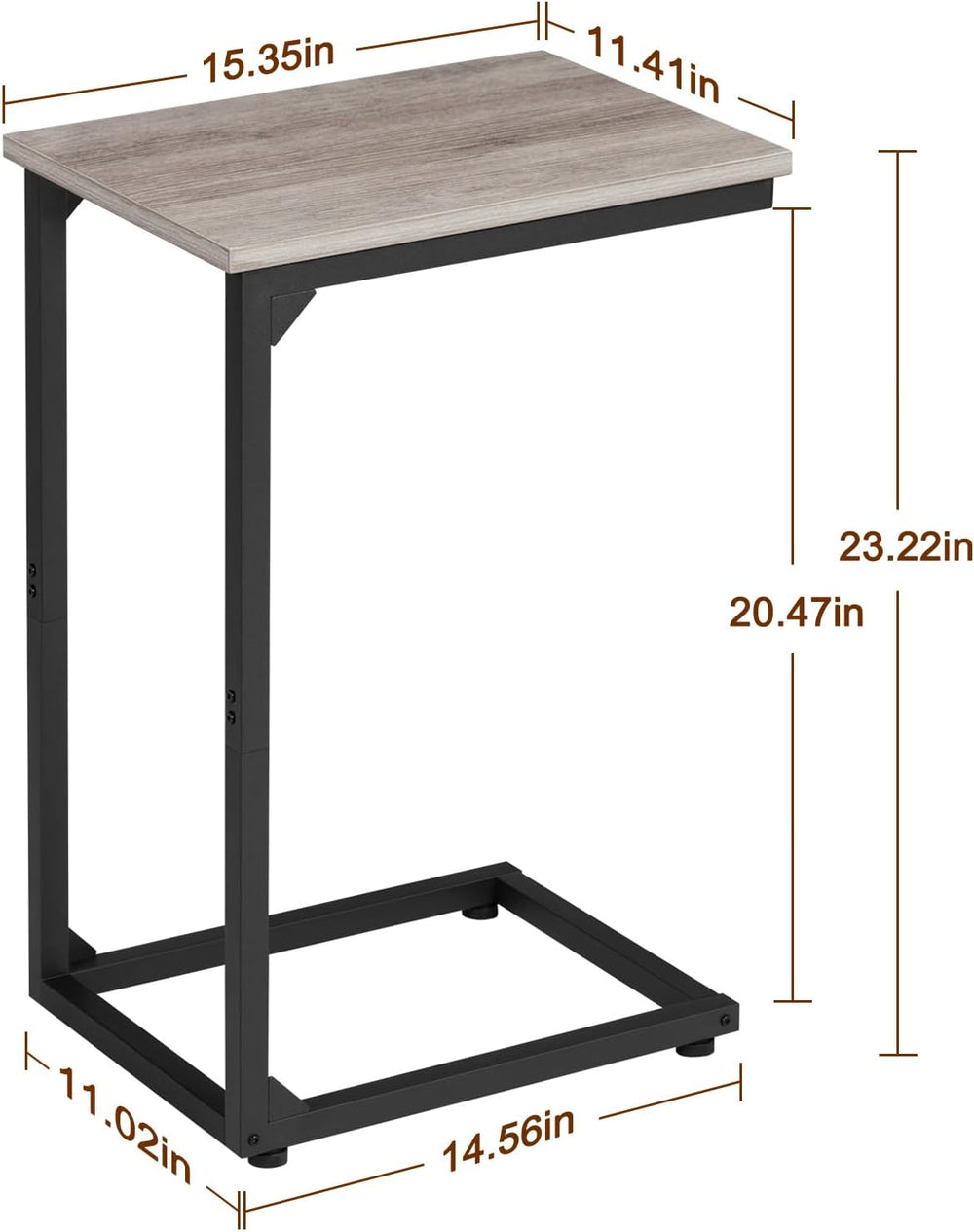 AMHANCIBLE C Shaped End Table Set of 2, Couch Side Table that Slide Under
