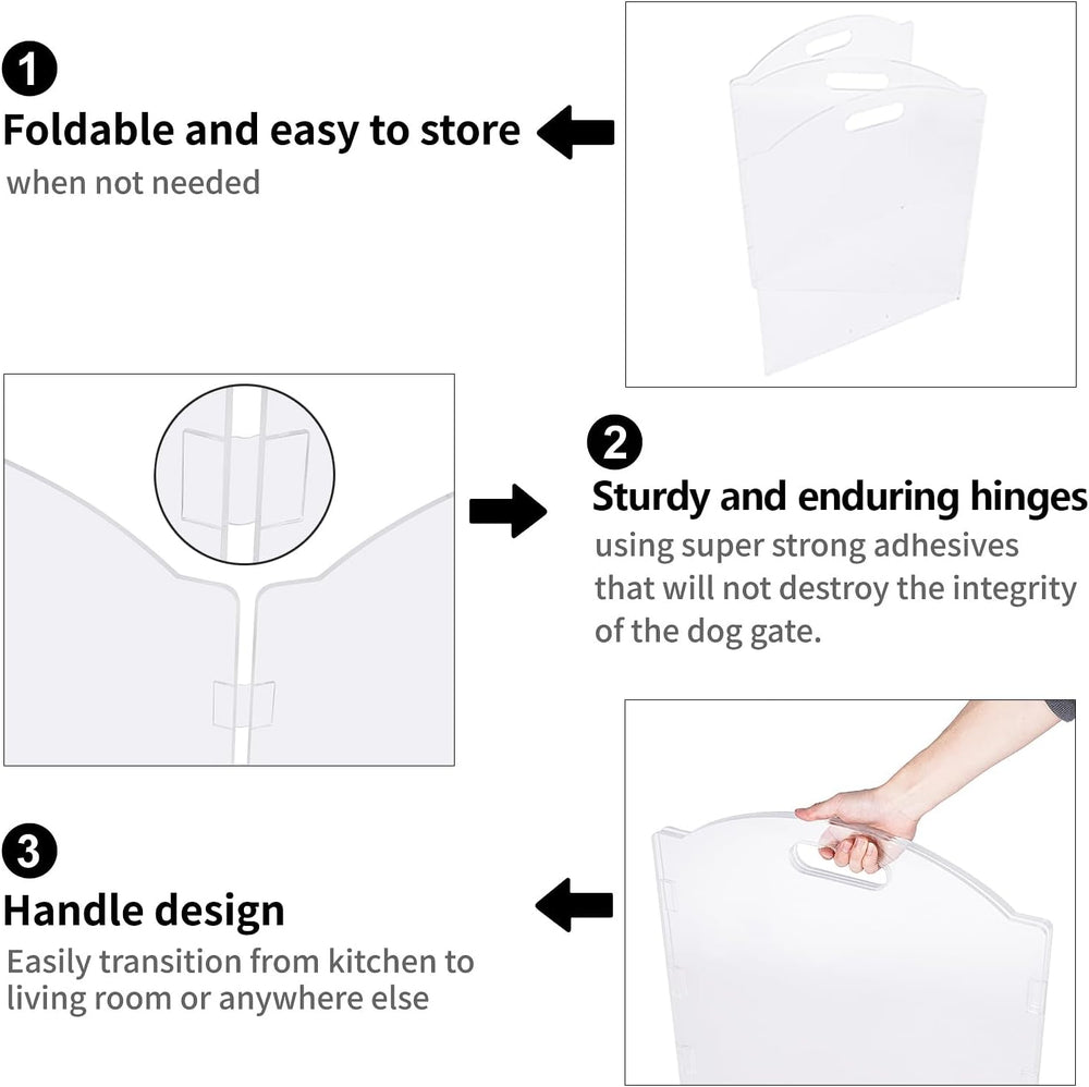 Clear Acrylic Freestanding Dog Gates for the House – Folding 3-Panel Pet Gate...