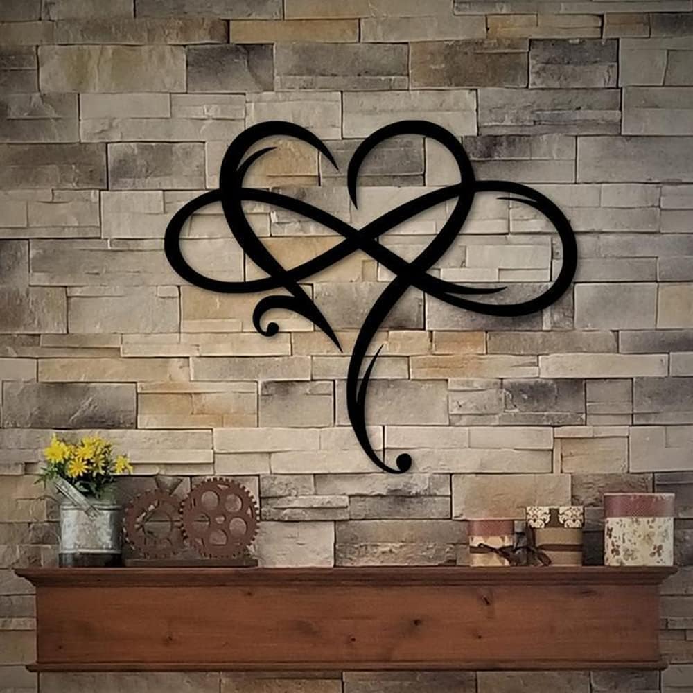 AOOLVY Infinity Heart Wall Decor, Unique Infinity Heart Metal Art Wall Decor ...