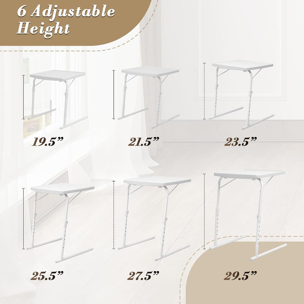 Athena Collection Adjustable TV Tray Table, White